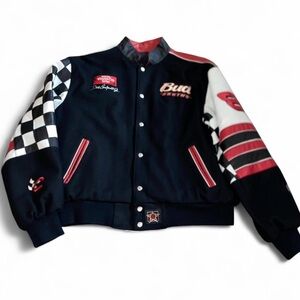 Vtg NASCAR Winston Cup Series Leather Jacket Dale Earnhardt Jr. 8 Bud Racing XL